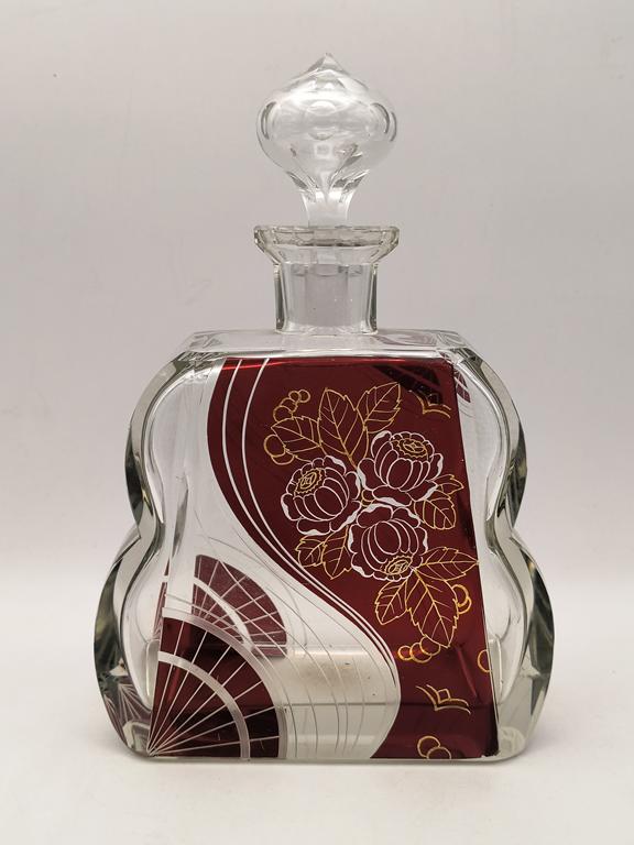 Karafka szklana art deco - Czechy, lata 30-te