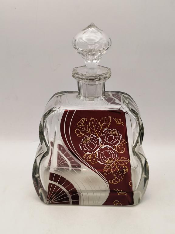 Karafka szklana art deco - Czechy, lata 30-te