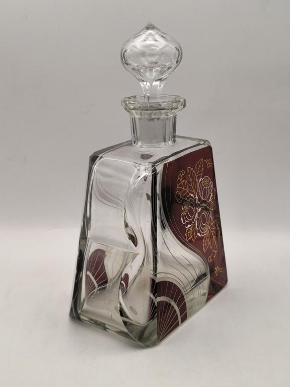 Karafka szklana art deco - Czechy, lata 30-te