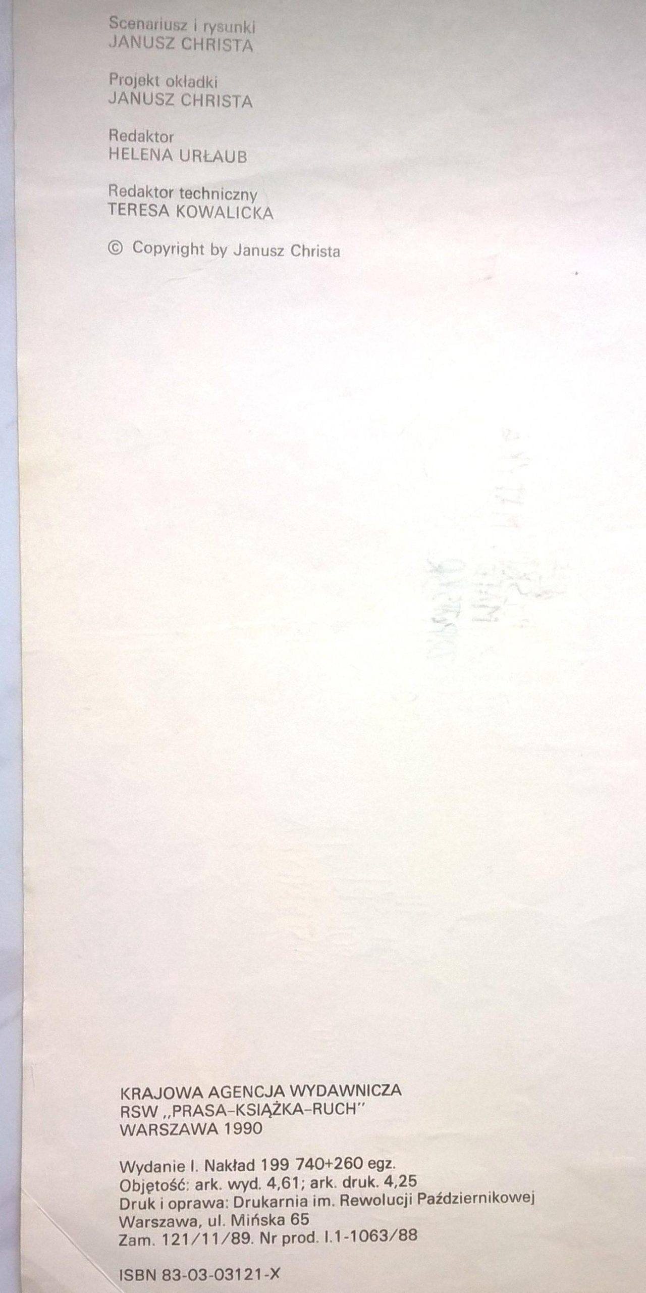 Komiks „KAJTEK i KOKO. Duch bunkra. Część 2” Janusz Christa, 1990 r.