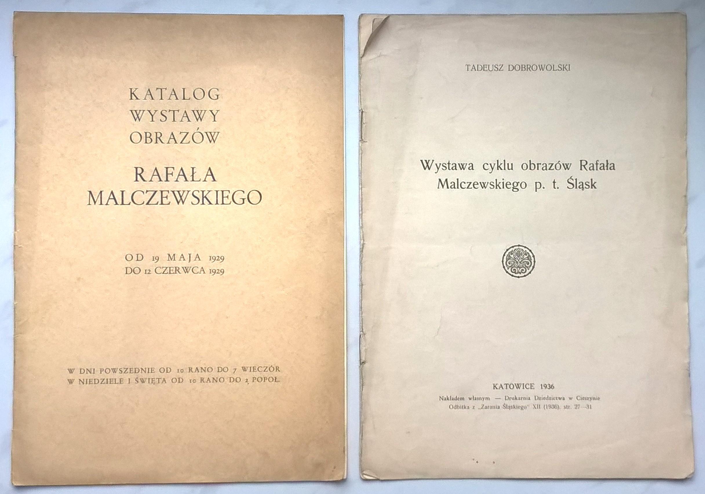 RAFAŁ MALCZEWSKI - katalogi z wystaw, 1929 i 1936 r.