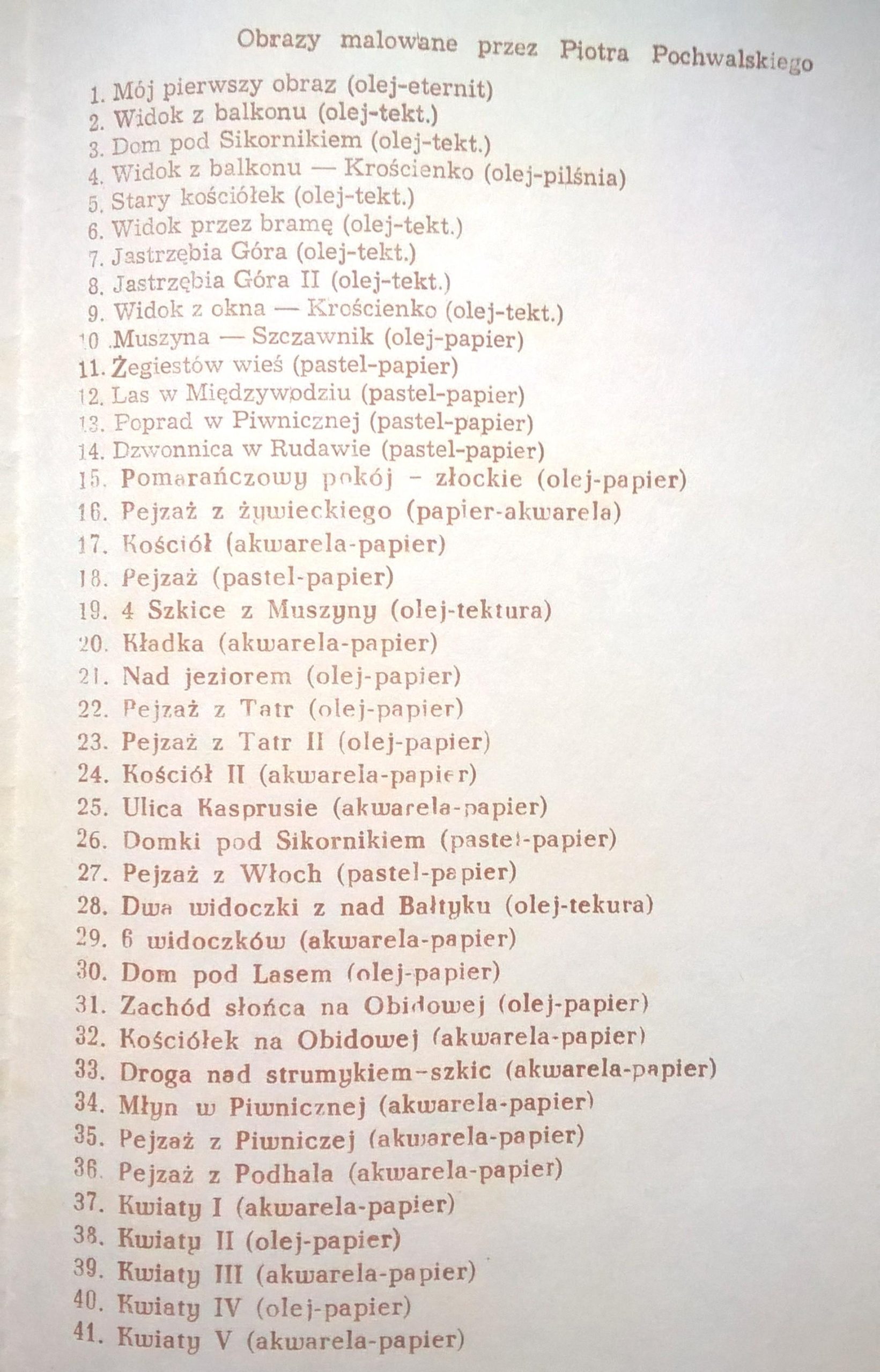 Broszura - Piotr Pochwalski (z krakowskiej rodziny malarzy) - wystawa malarstwa, 1977 r.