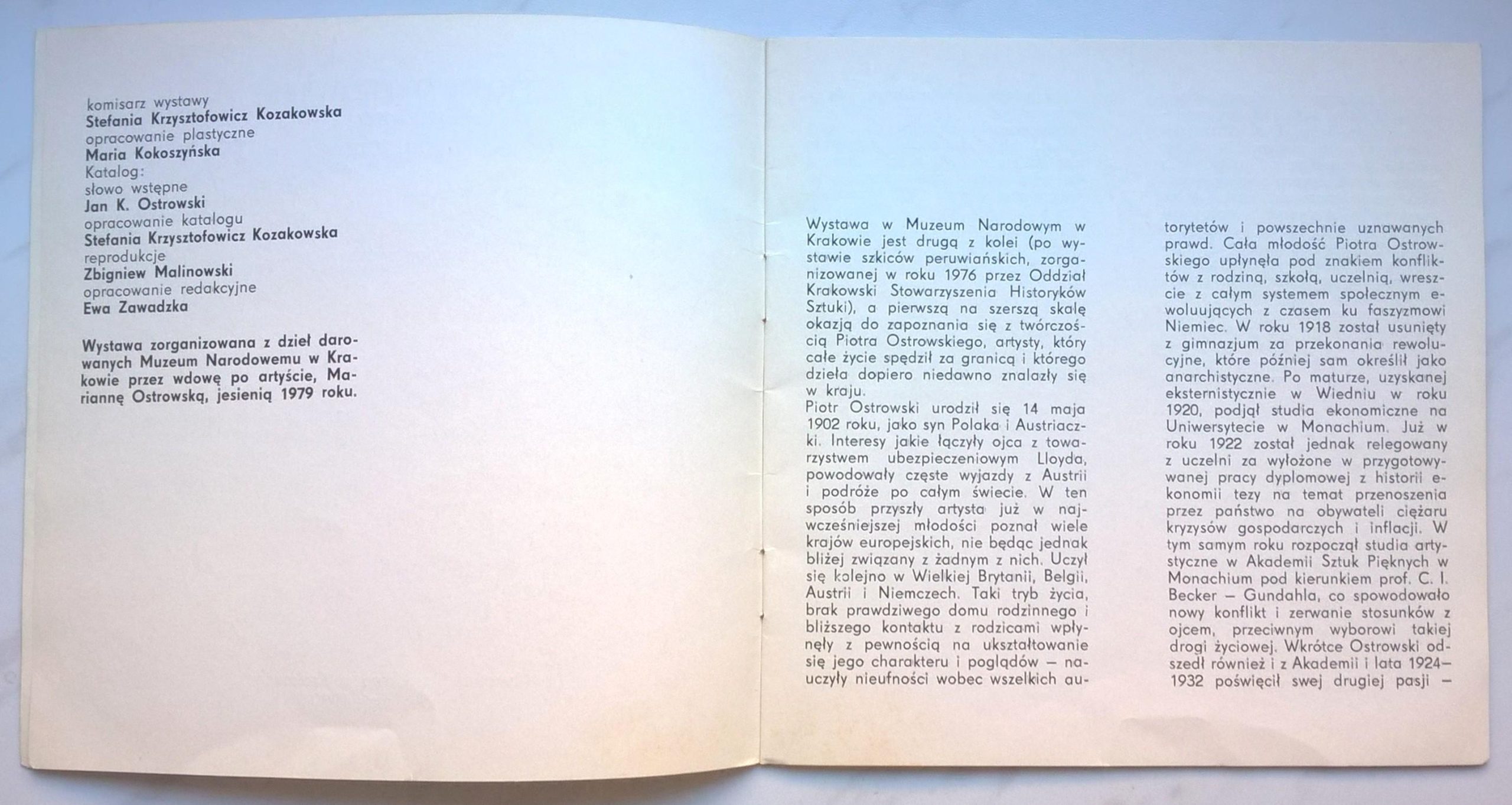 Katalog z wystawy malarza Piotra Ostrowskiego - 1980 r.