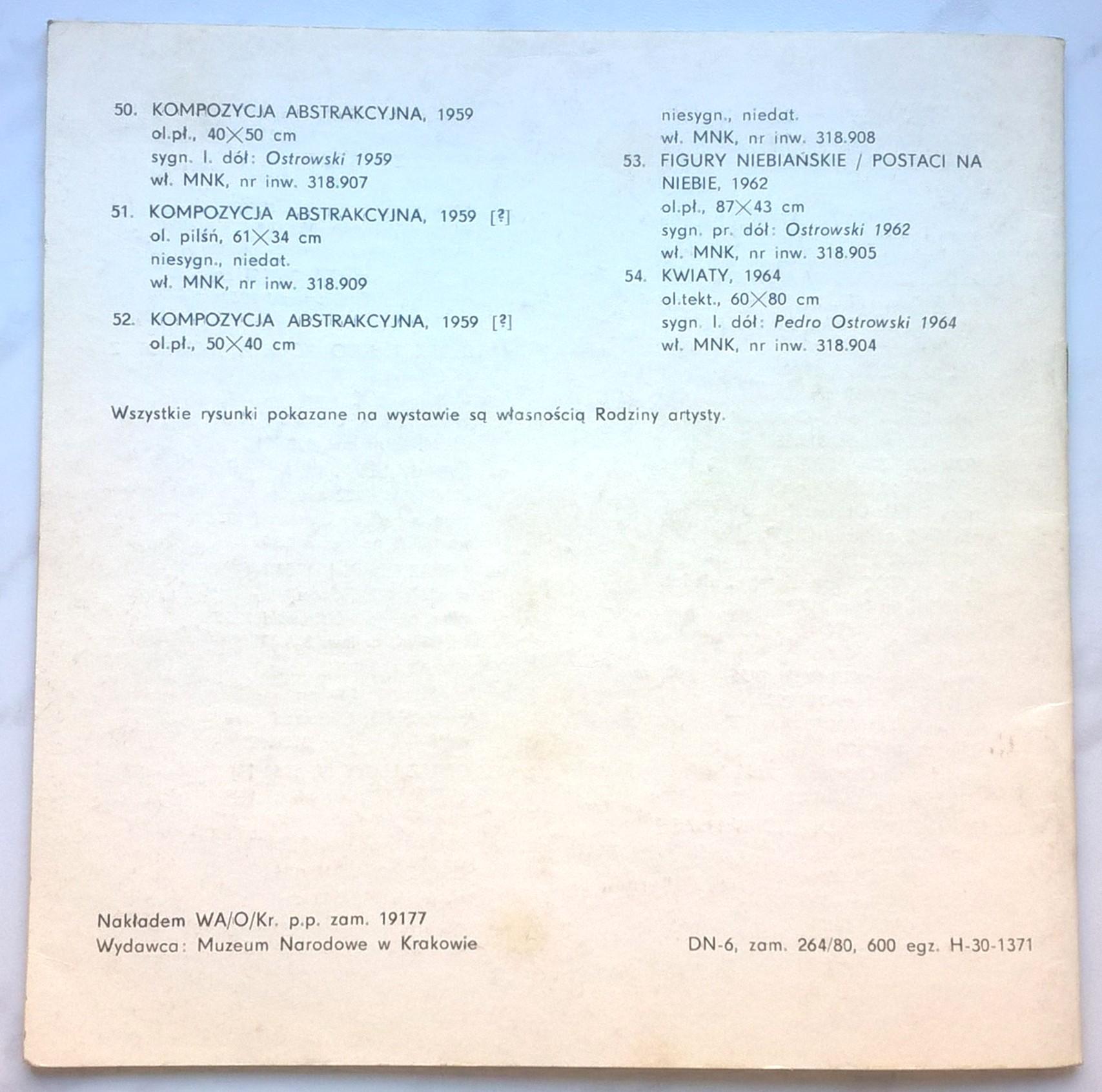 Katalog z wystawy malarza Piotra Ostrowskiego - 1980 r.