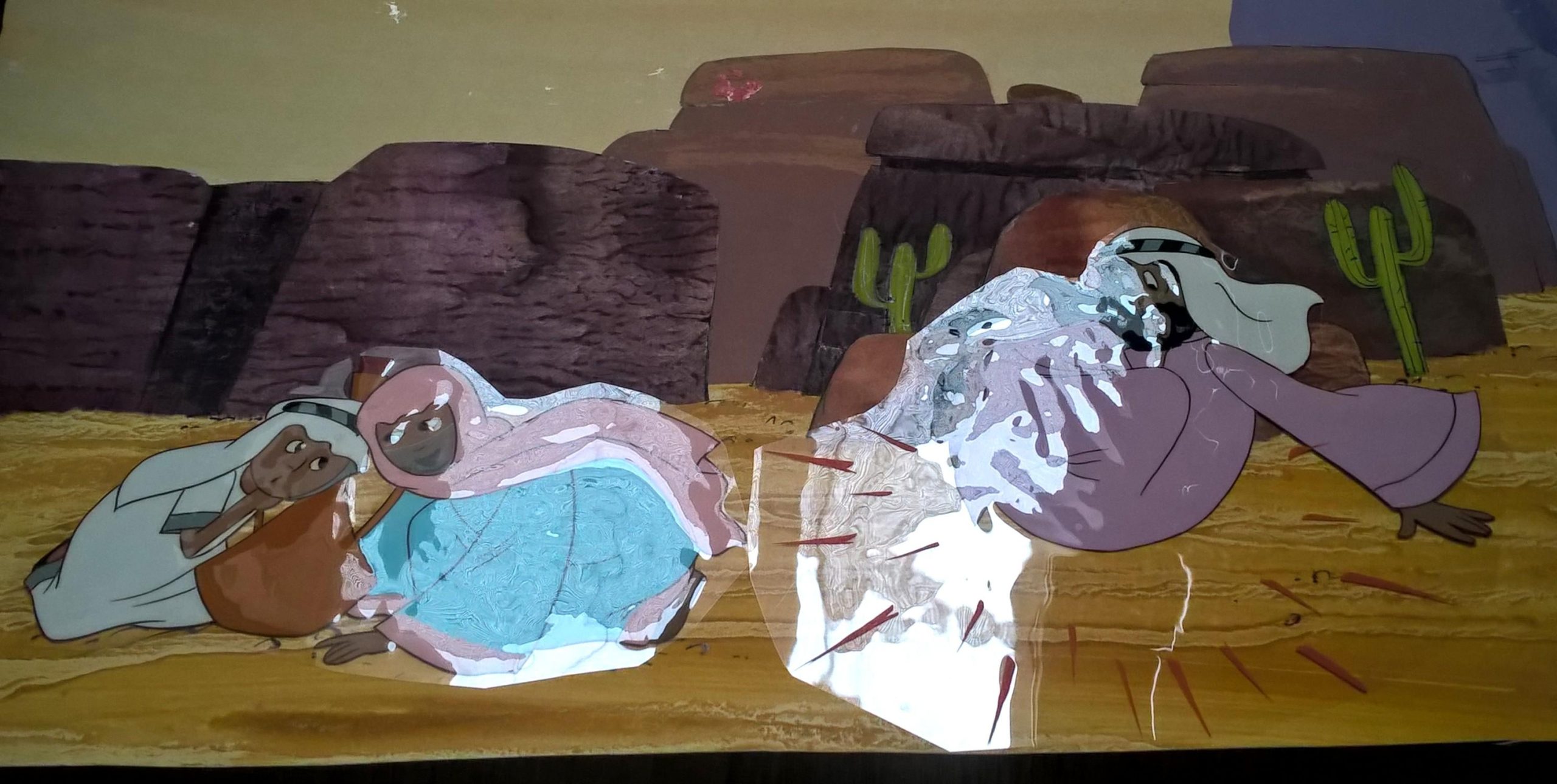 Oryginalna animacja – tło plus wycięte dwie folie – „Wielka podróż Bolka i Lolka”