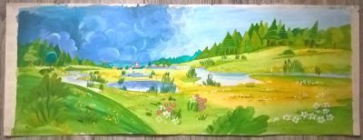 Tło animacyjne z bajki "Między nami bocianami"