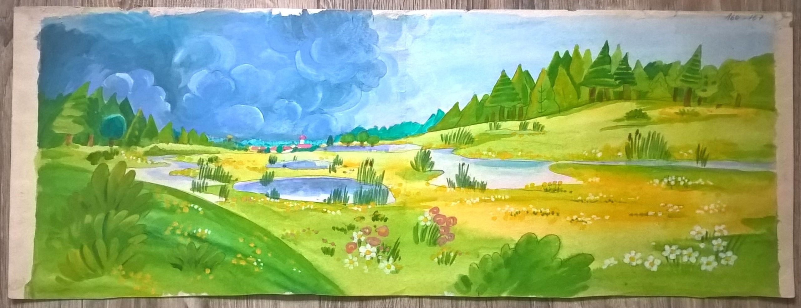 Tło animacyjne z bajki "Między nami bocianami"