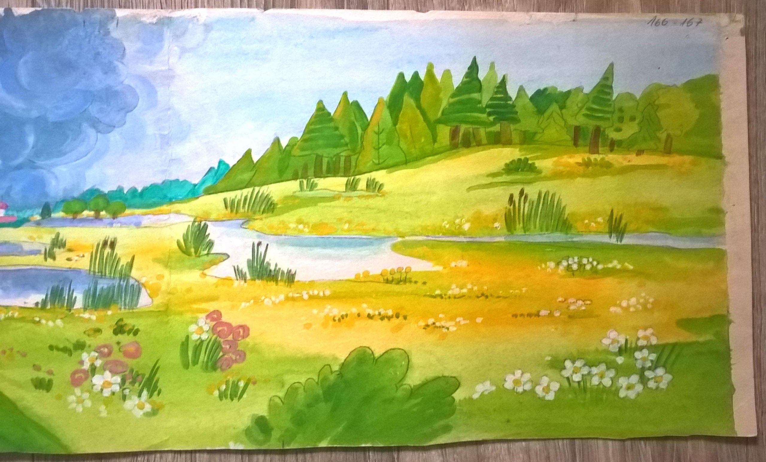 Tło animacyjne z bajki "Między nami bocianami"