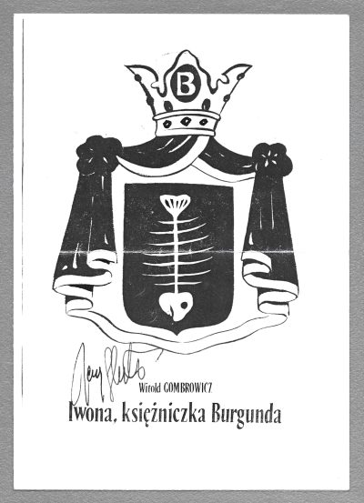 Broszura teatralna - "Iwona, księżniczka Burgunda" Witold Gombrowicz - z autografem Jerzego Stuhra