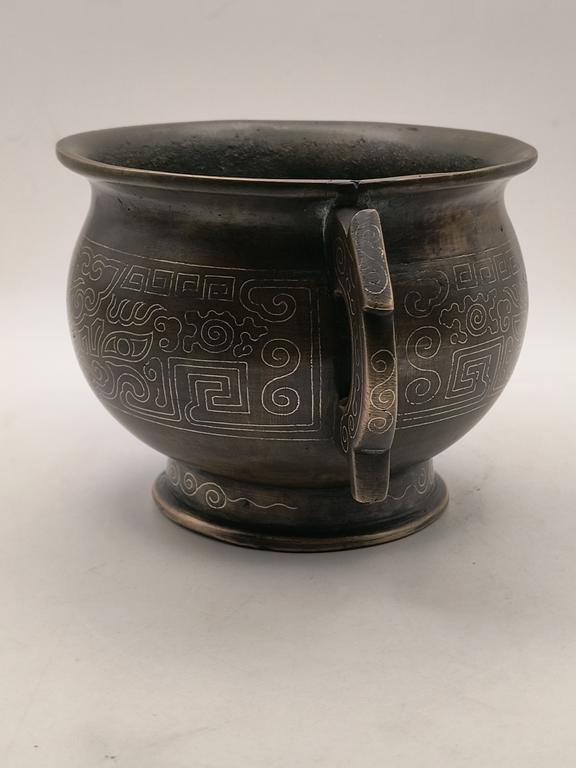 Kadzielnica z brązu - Chiny, XVIII-XIX w.