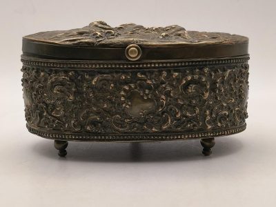 Szkatułka mosiężna na biżuterię - okres międzywojenny