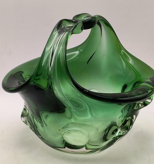 Koszyk szklany zielony