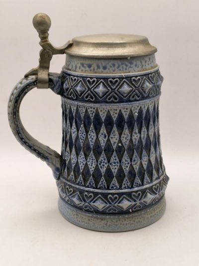 Kufel ceramiczny, z klapką cynową - Niemcy