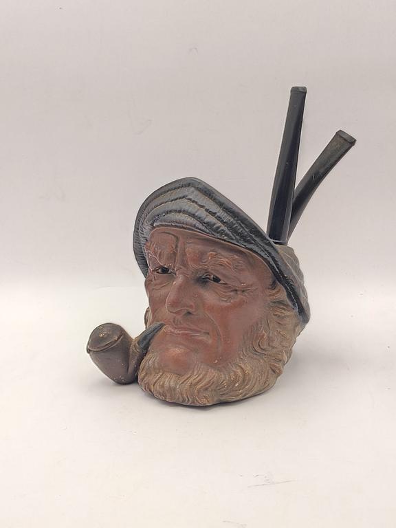 Zestaw - pojemnik ceramiczny na fajki plus 2 fajki