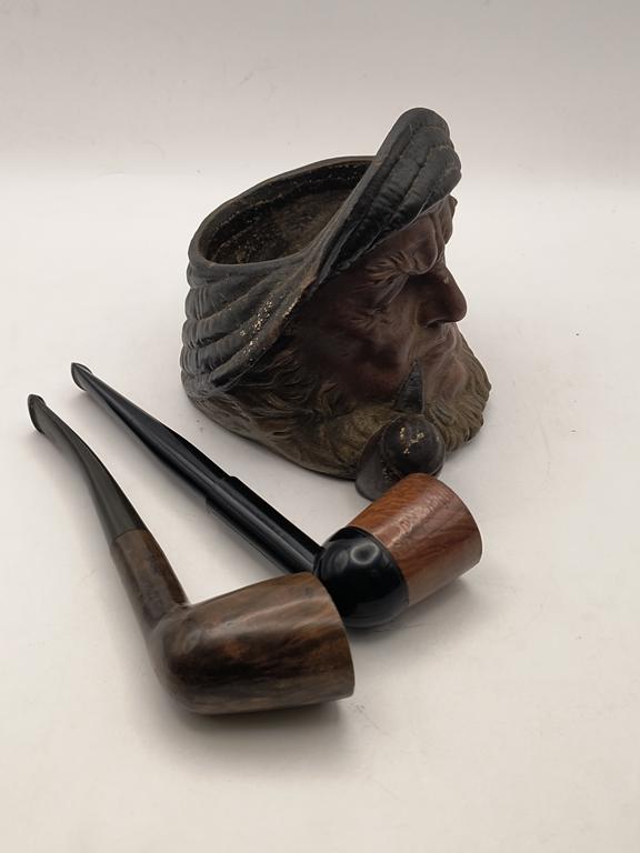 Zestaw - pojemnik ceramiczny na fajki plus 2 fajki