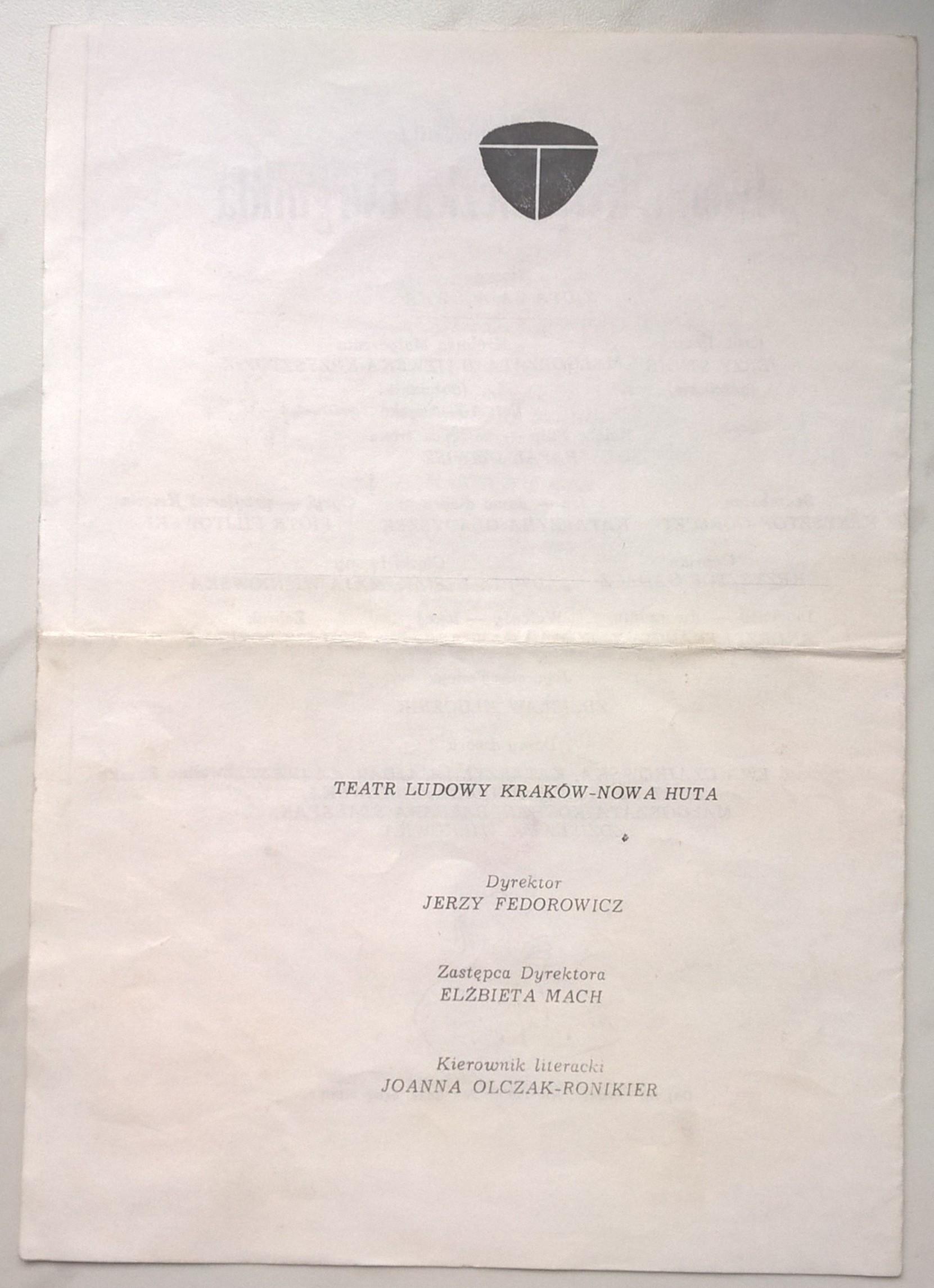 Broszura teatralna - "Iwona, księżniczka Burgunda" Witold Gombrowicz - z autografem Jerzego Stuhra