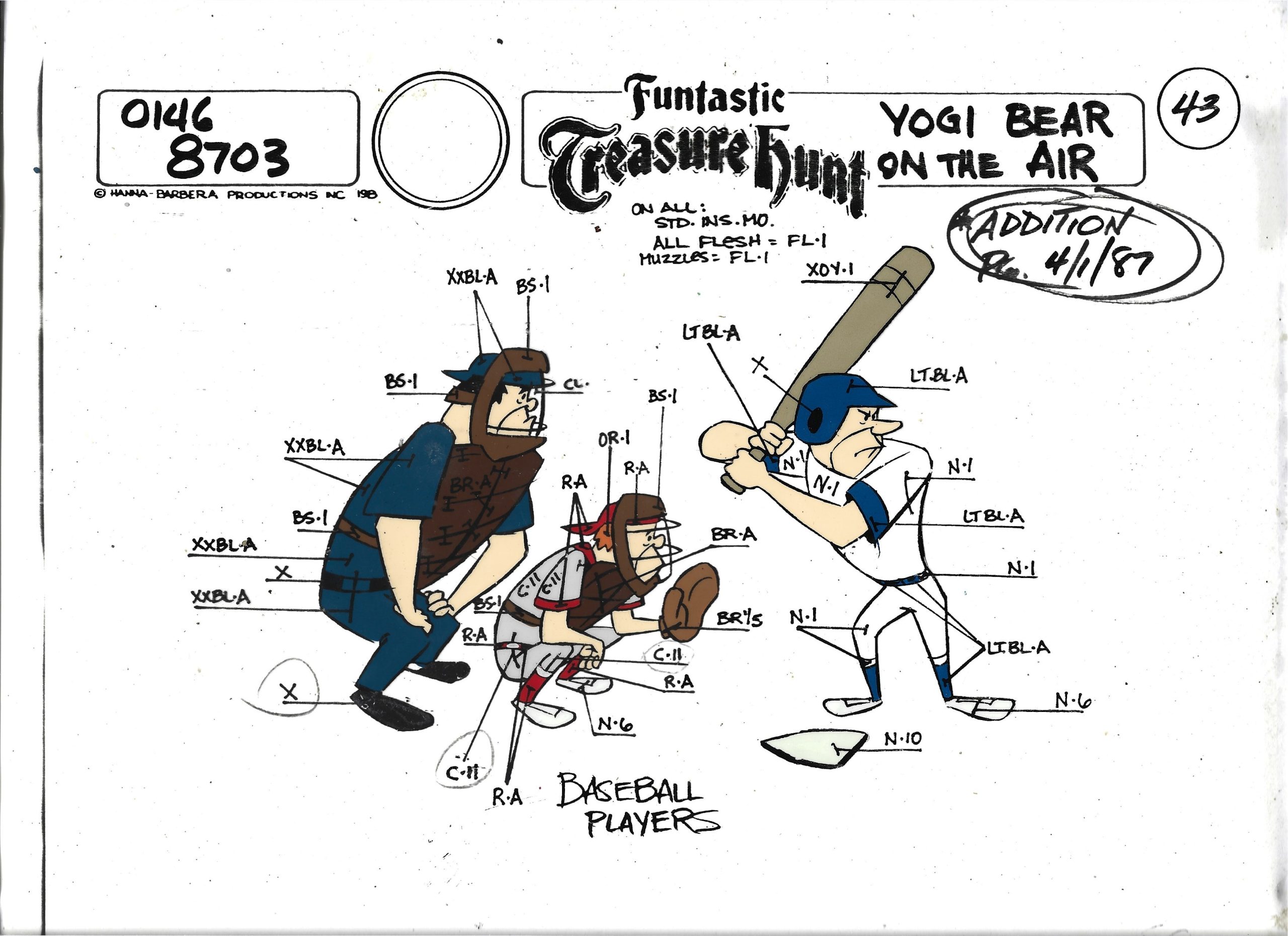Folia animacyjna z bajki „MIŚ YOGI – Funtastic Treasure Hunt – YOGI BEAR ON THE AIR” - BASEBALL PLAYERS – Hanna-Barbera, 1987 r. (43)