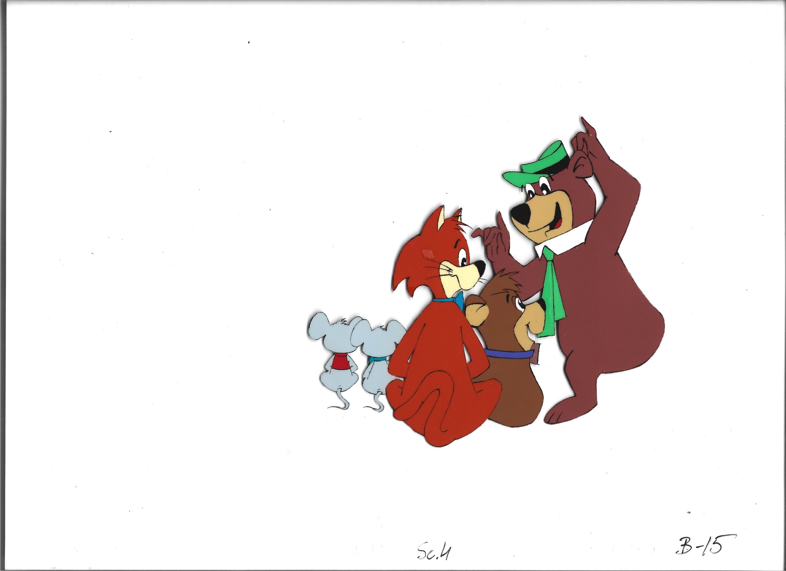 Folia animacyjna celuloidowa z postaciami z kreskówek HANNA-BARBERA: Miś Yogi i Boo Boo - Pan Jinks oraz Pixie i Dixie