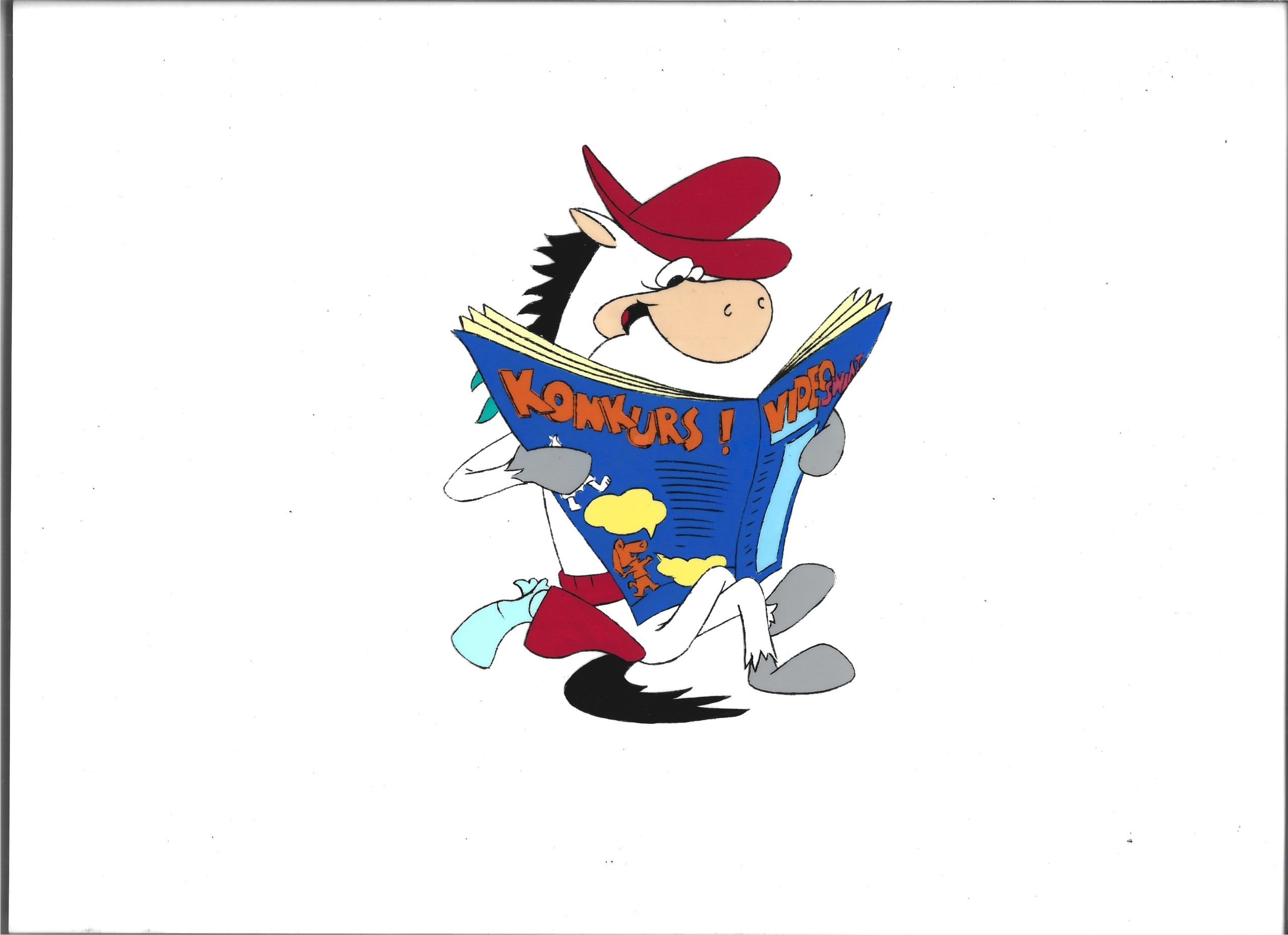 Folia animacyjna celuloidowa - Quick Draw McGraw - koń kowboj, szeryf - z gazetą VIDEO ŚWIAT