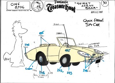 Folia animacyjna z bajki „MIŚ YOGI – Funtastic Treasure Hunt – Secret Agent Bear” QUICK DRAW'S SPY CAR – Hanna-Barbera, 1987 r. (30)
