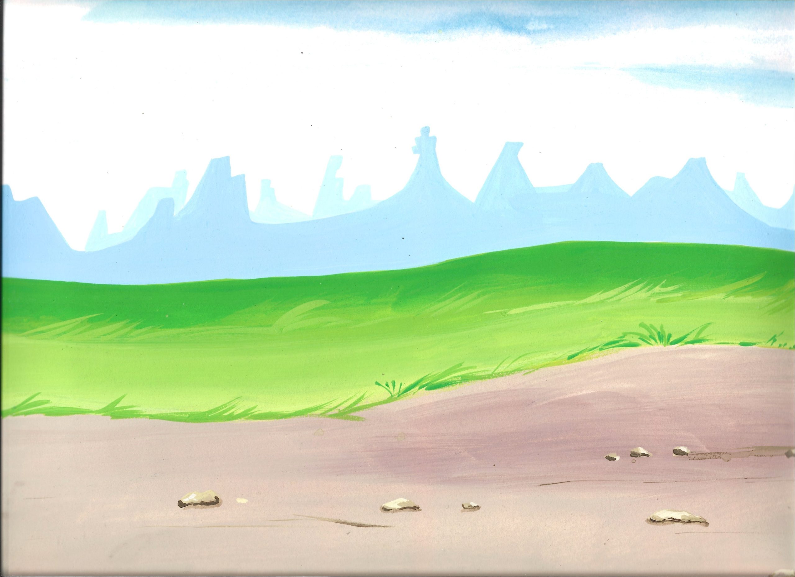 Tło animacyjne na papierze z bajki Hanna-Barbera „THE FLINTSTONE KIDS”