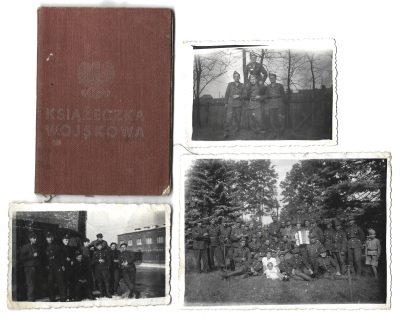 Zestaw LWP - książeczka wojskowa i 3 zdjęcia