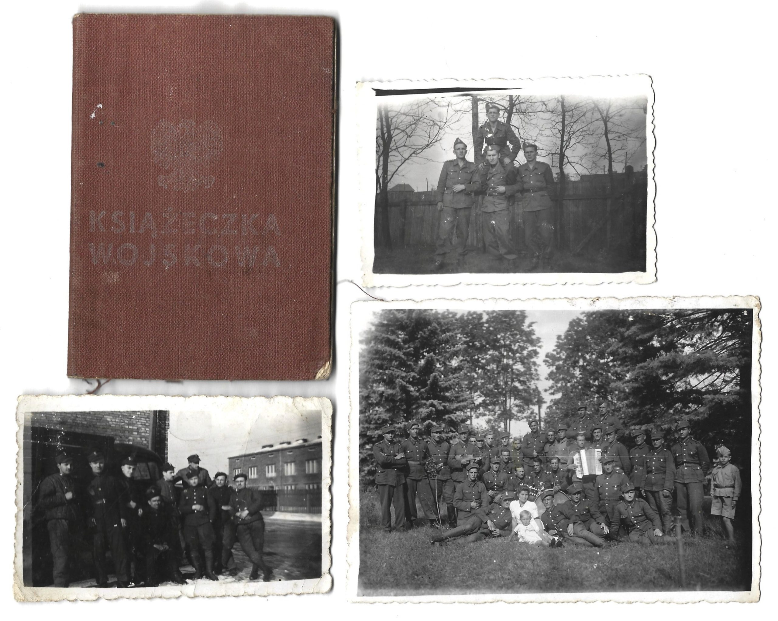 Zestaw LWP - książeczka wojskowa i 3 zdjęcia