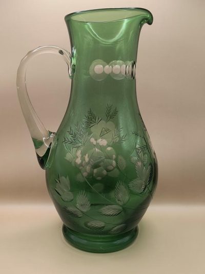 Kryształowy dzbanek PRL - zielony