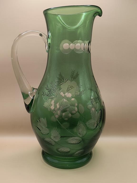 Kryształowy dzbanek PRL - zielony