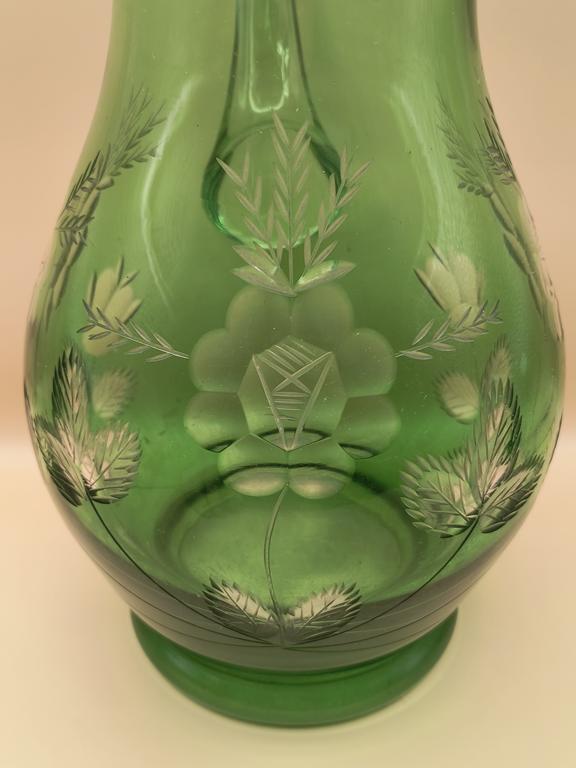 Kryształowy dzbanek PRL - zielony