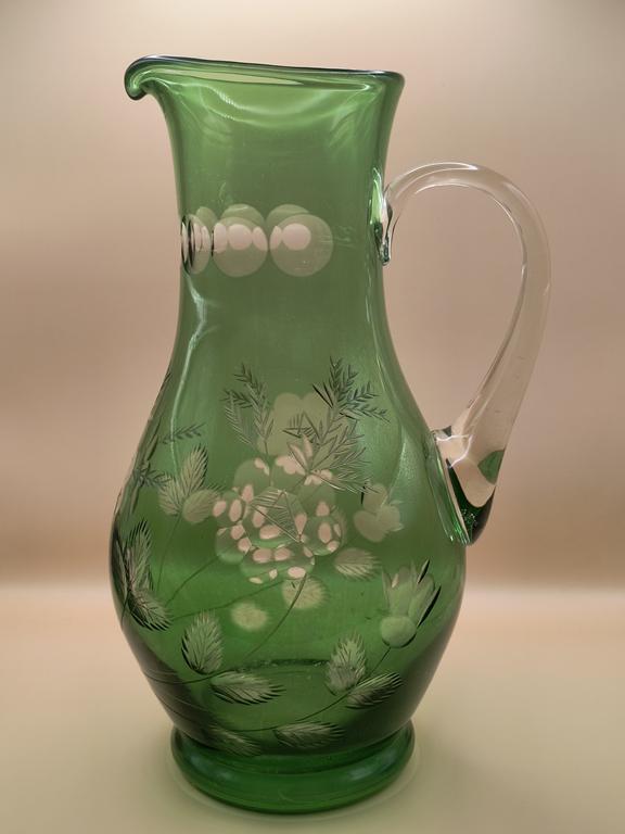 Kryształowy dzbanek PRL - zielony