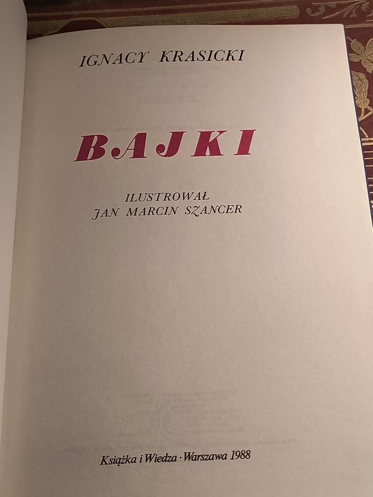 Książka "Bajki" Ignacy Krasicki, ilustracje Jan Marcin Szancer, 1988 r.