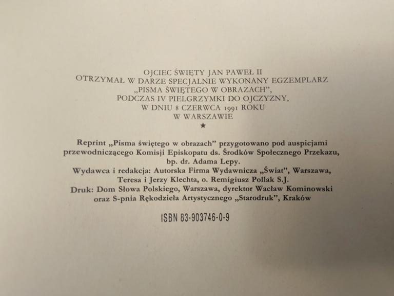 "Pismo Święte w obrazach" - reprint z 1991 r.
