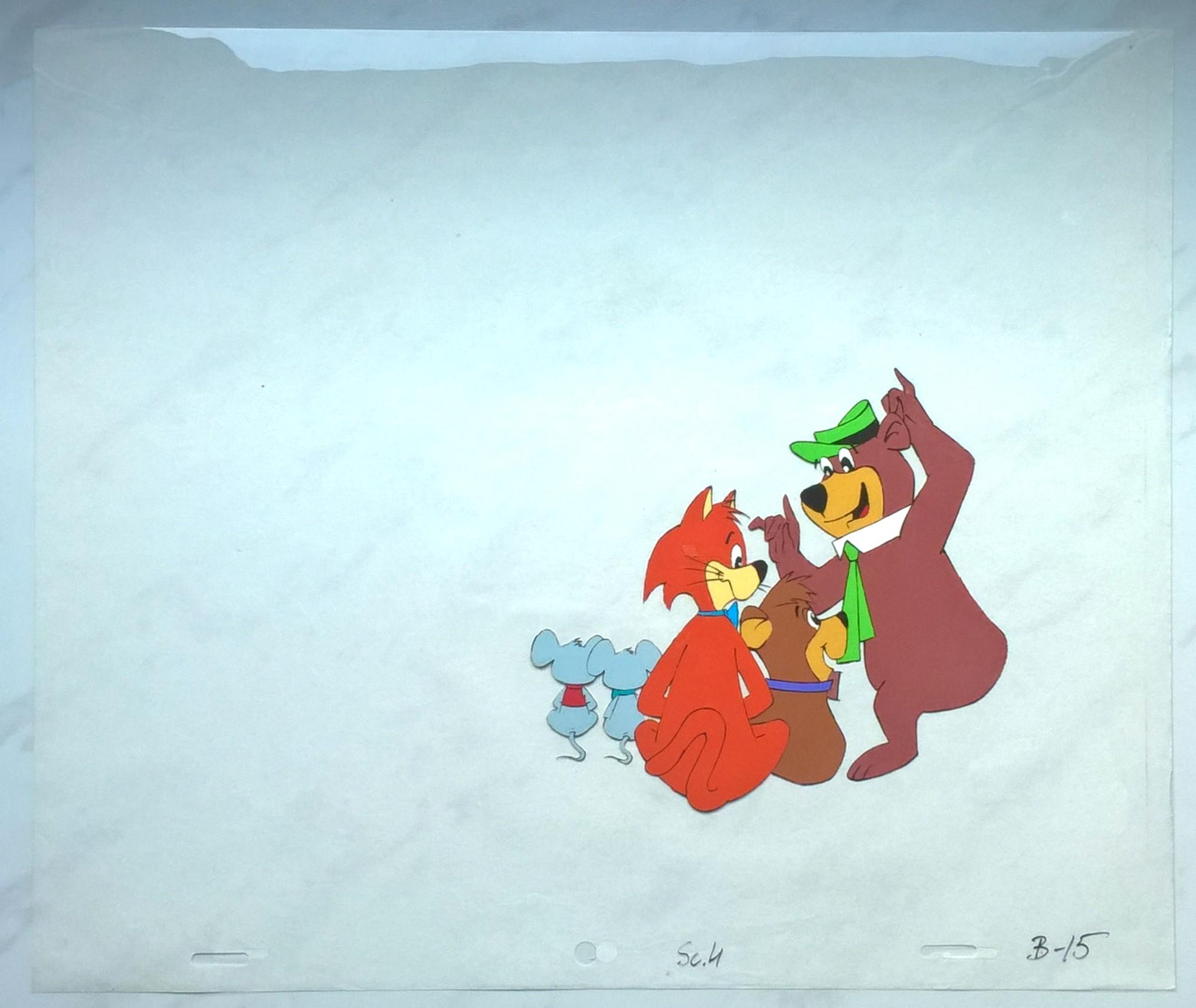 Folia animacyjna celuloidowa z postaciami z kreskówek HANNA-BARBERA: Miś Yogi i Boo Boo - Pan Jinks oraz Pixie i Dixie