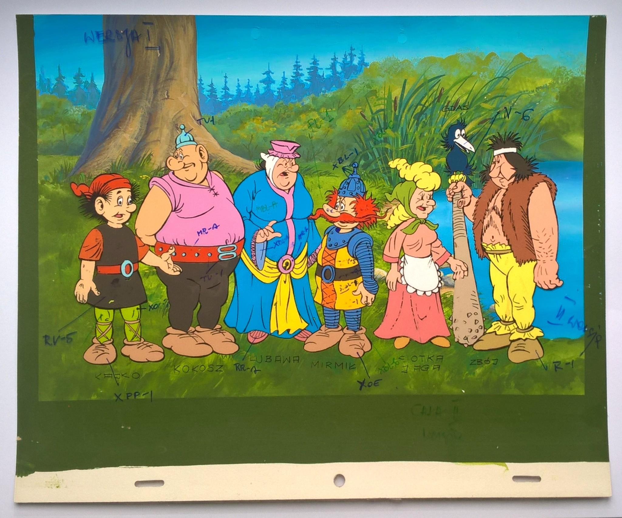 Oryginalny zestaw animacyjny z bajki „Kajko i Kokosz” – tło i folia