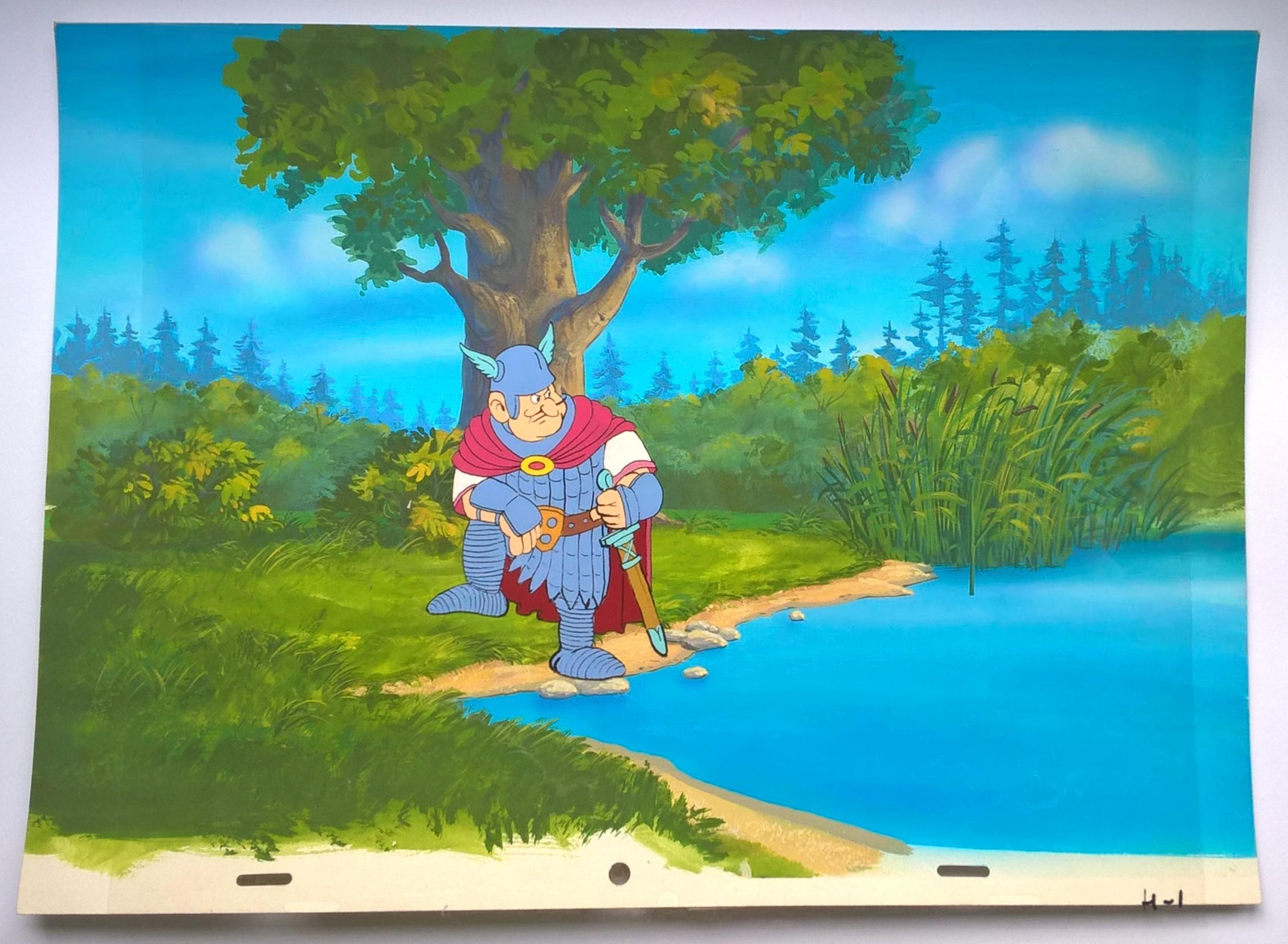 Oryginalny zestaw animacyjny z bajki „Kajko i Kokosz” – tło i folia z Hegemonem