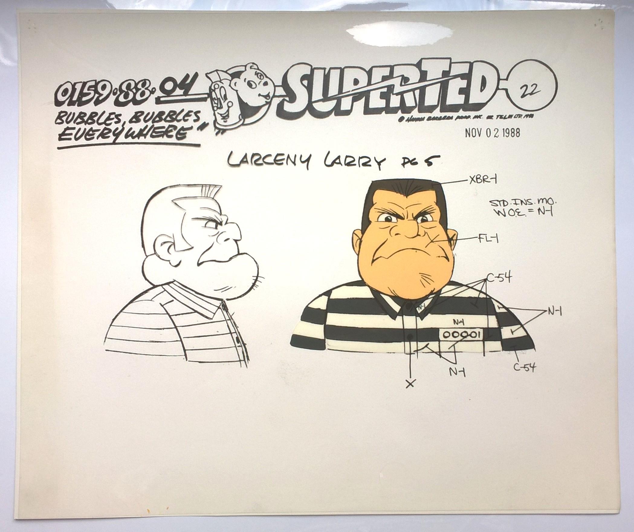 Folia animacyjna celuloidowa z bajki „SuperTed” – LARCENY LARRY – Hanna-Barbera, POLAND, 1988 r.