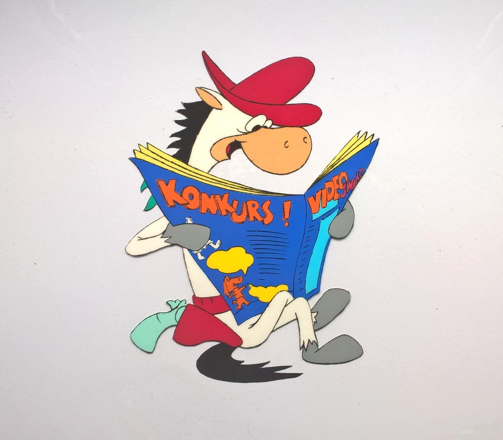 Folia animacyjna celuloidowa - Quick Draw McGraw - koń kowboj, szeryf - z gazetą VIDEO ŚWIAT