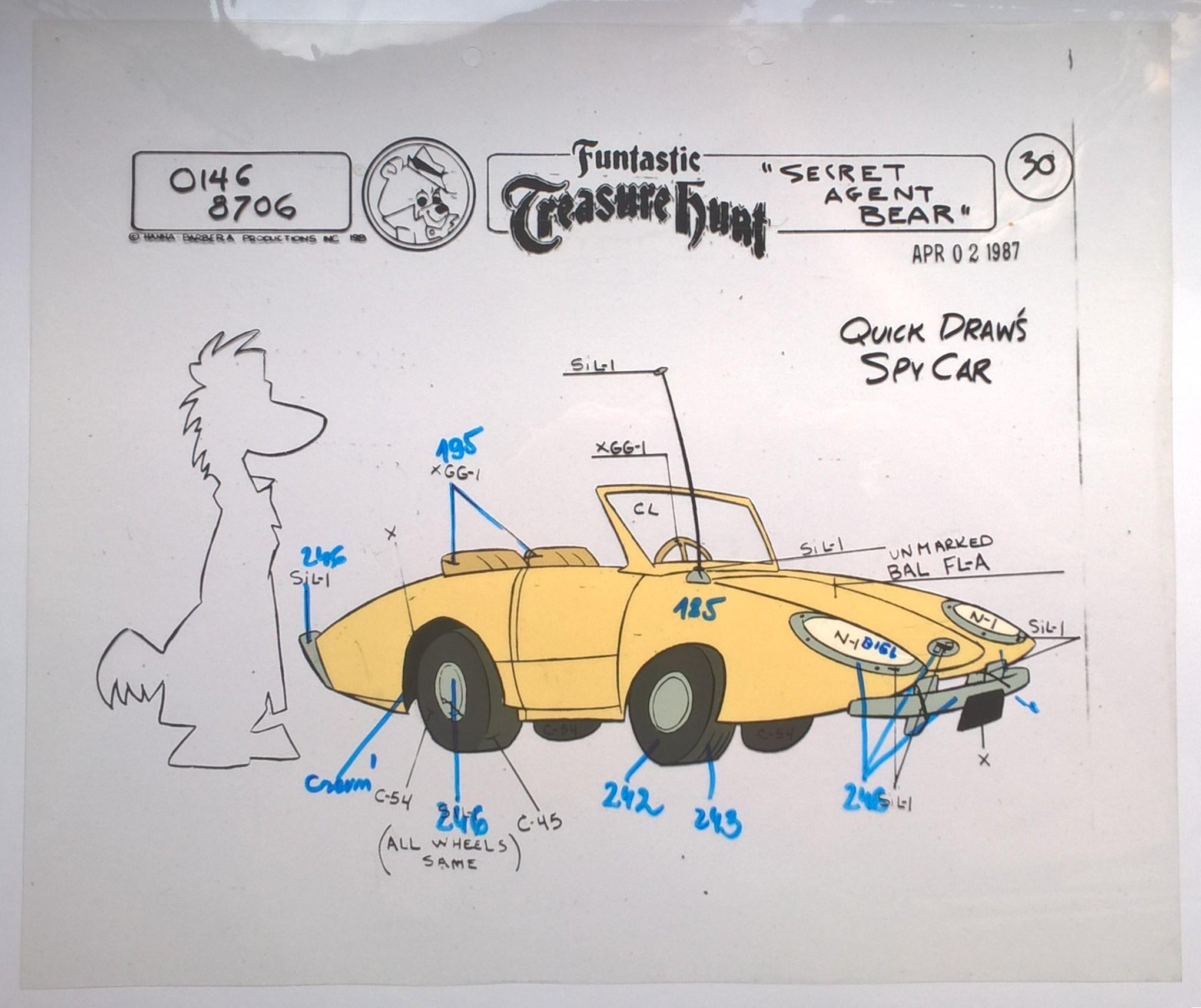 Folia animacyjna z bajki „MIŚ YOGI – Funtastic Treasure Hunt – Secret Agent Bear” QUICK DRAW'S SPY CAR – Hanna-Barbera, 1987 r. (30)