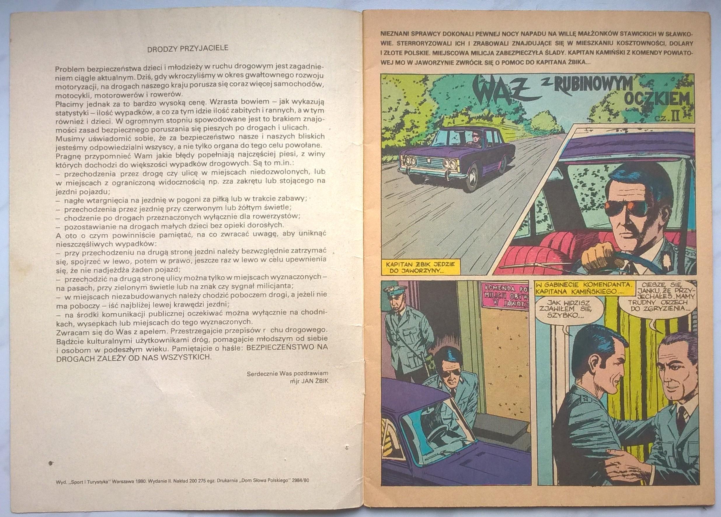Komiks "KAPITAN ŻBIK - Wąż z rubinowym oczkiem, cz. II", 1980 r.