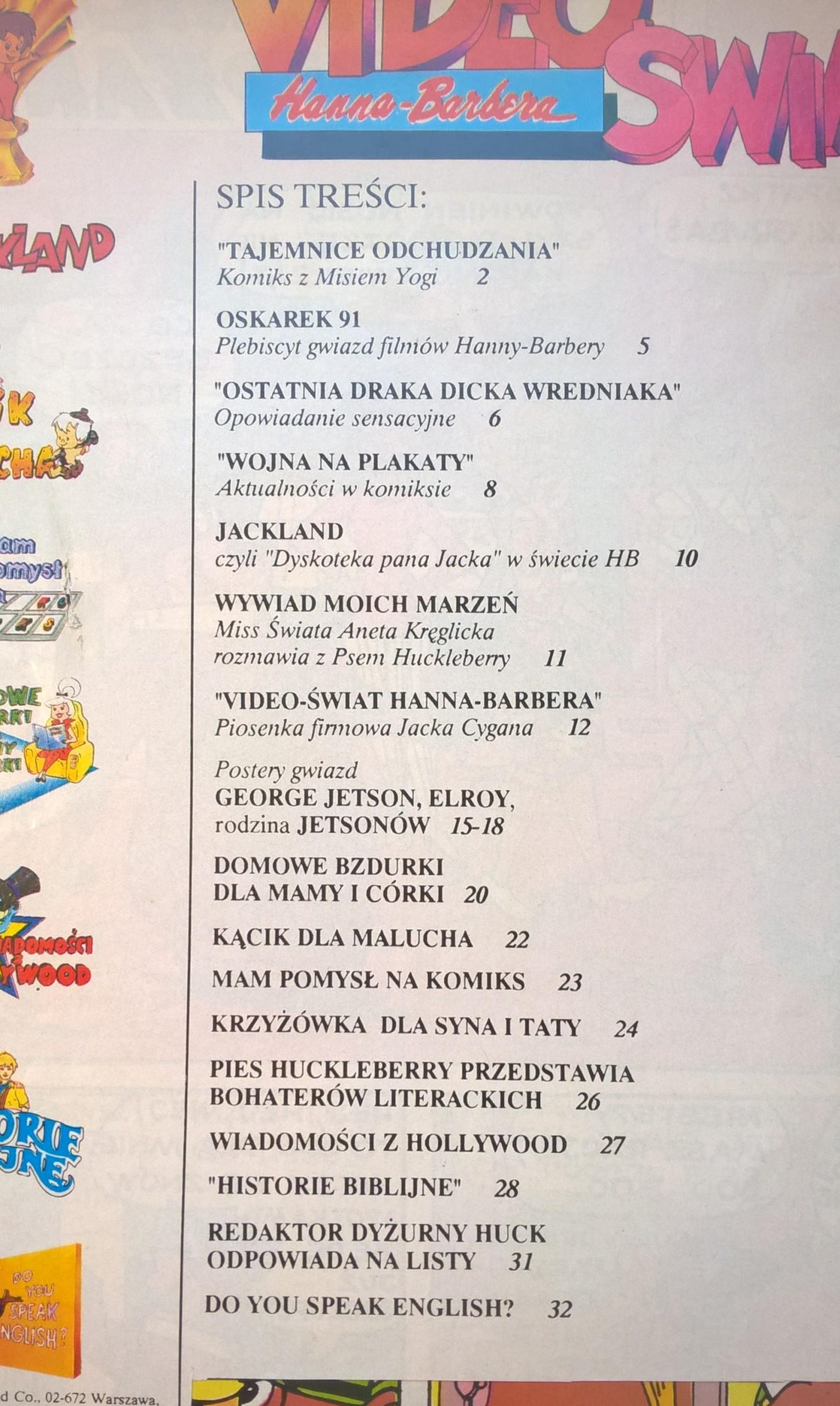 Czasopismo VIDEO ŚWIAT Hanna-Barbera – Nr 1, 1991 r.