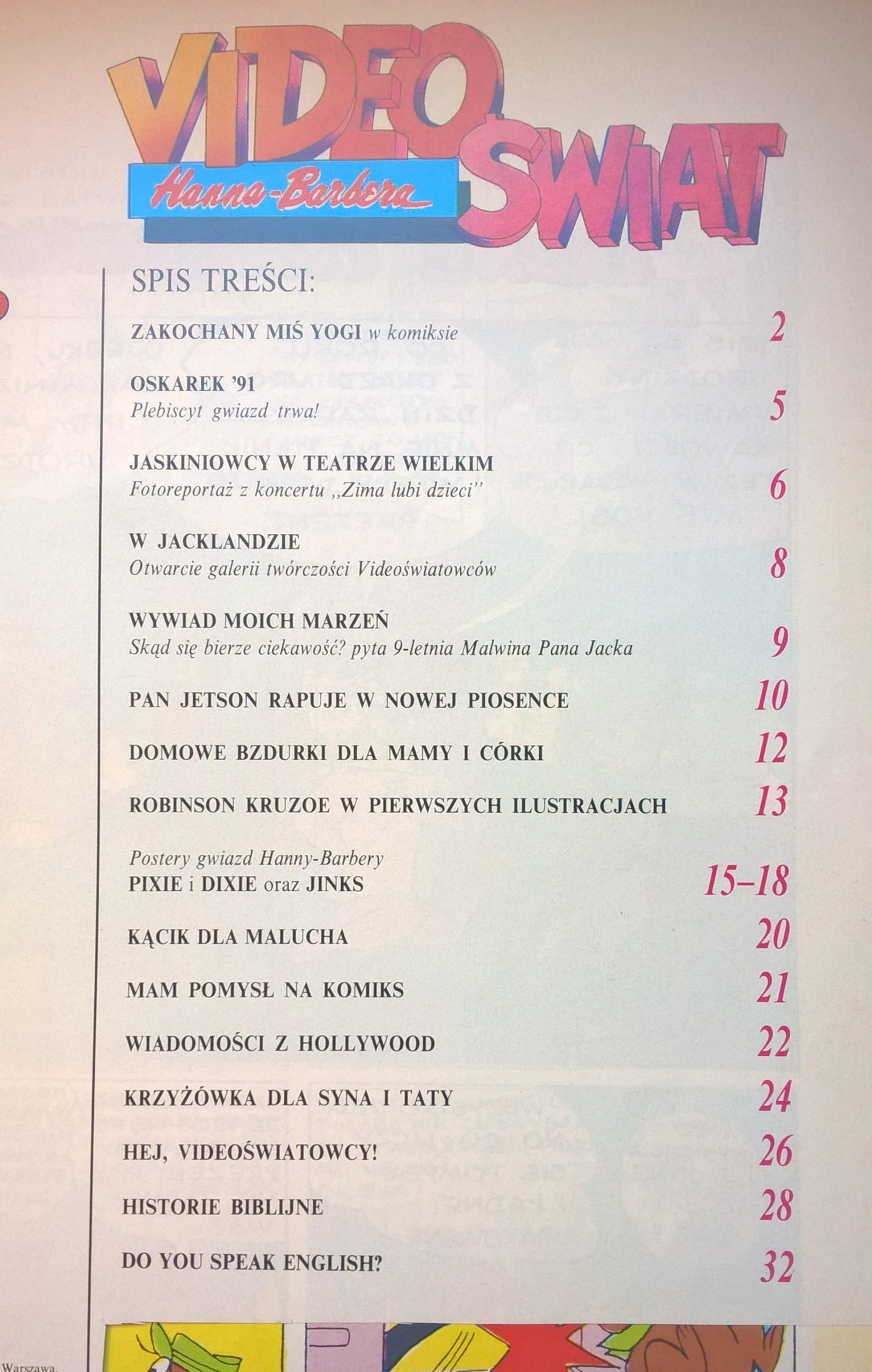 Czasopismo VIDEO ŚWIAT Hanna-Barbera – Nr 2, 1991 r.