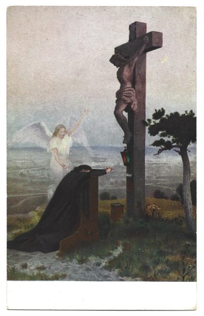 Pocztówka - reprodukcja obrazu - Eduard Kasparides: "Elhagyatva" - Opuszczony