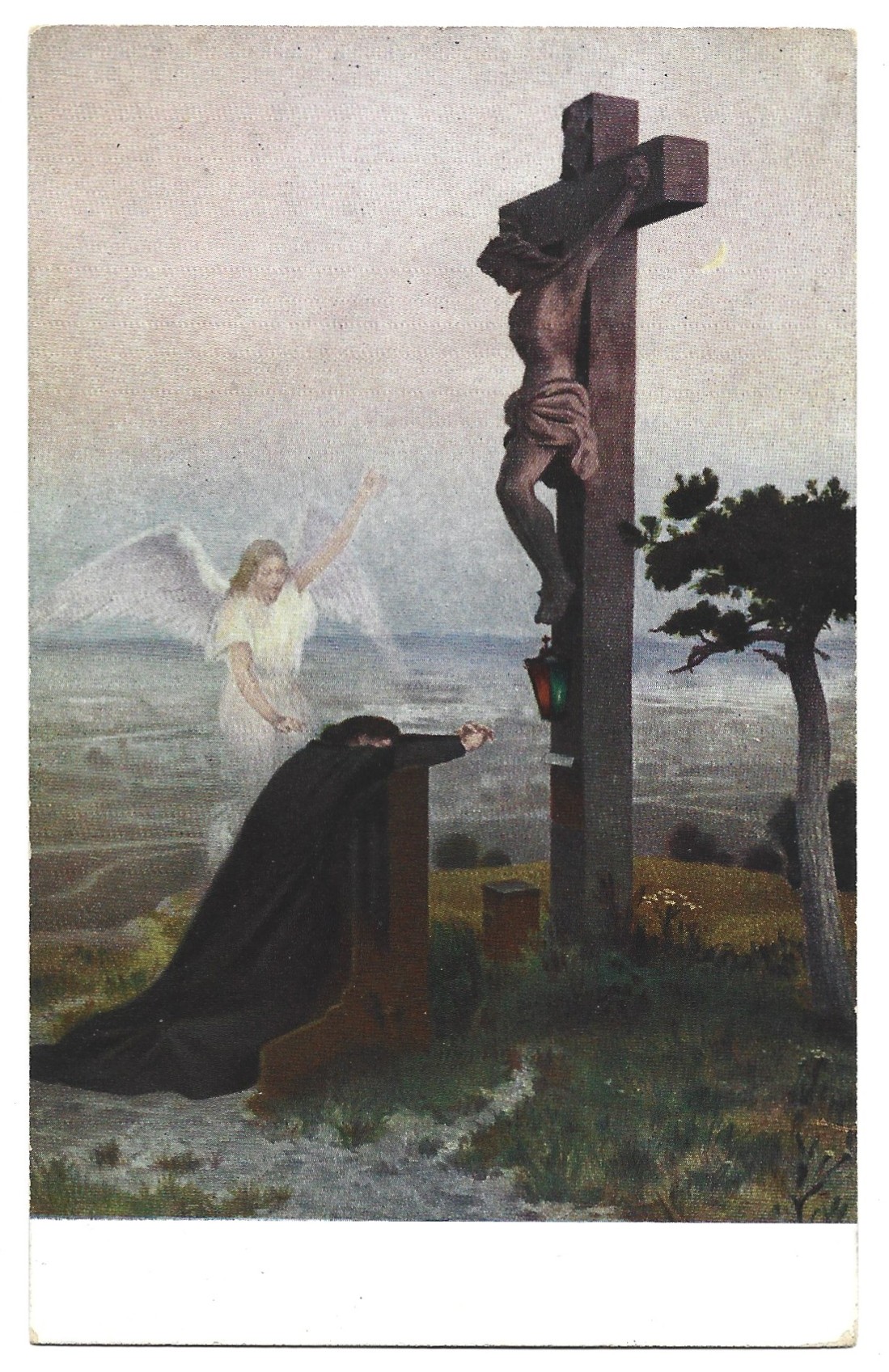 Pocztówka - reprodukcja obrazu - Eduard Kasparides: "Elhagyatva" - Opuszczony