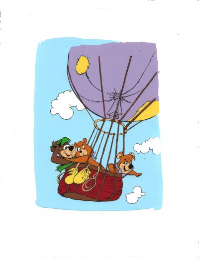 Folia animacyjna z postaciami z kreskówek Hanna-Barbera - MIŚ YOGI, CINDY BEAR i BUBU w balonie