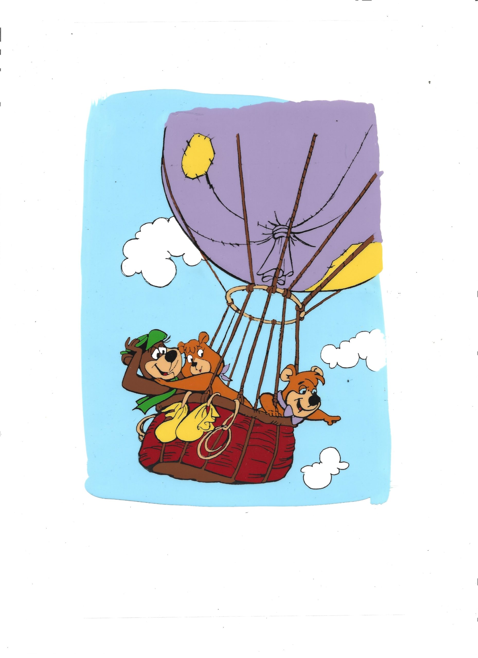 Folia animacyjna z postaciami z kreskówek Hanna-Barbera - MIŚ YOGI, CINDY BEAR i BUBU w balonie