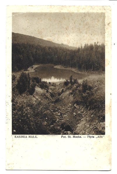 Pocztówka - KASINKA MAŁA. Staw na Lubogoszczy "Żabie Oko", 1938 r.