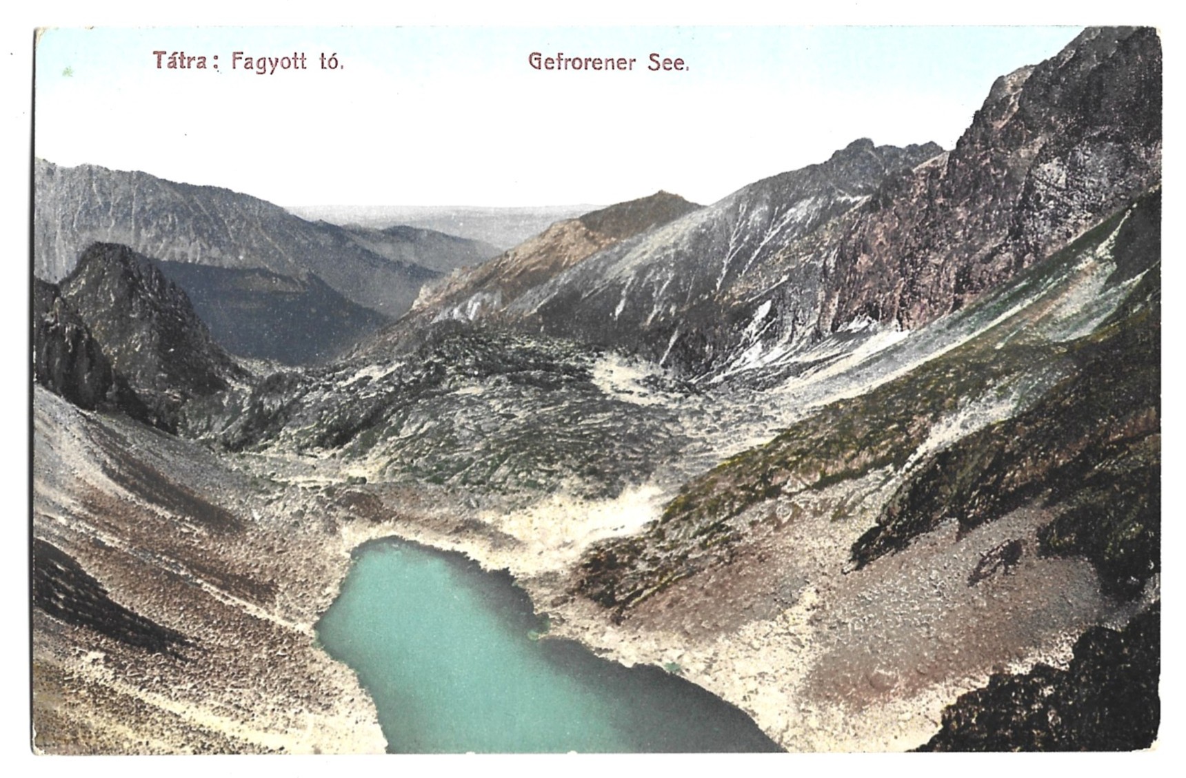 Pocztówka - Tatra: Fagyott to. Gefrorener See - TATRY, 1909 r. - wyd. Węgry