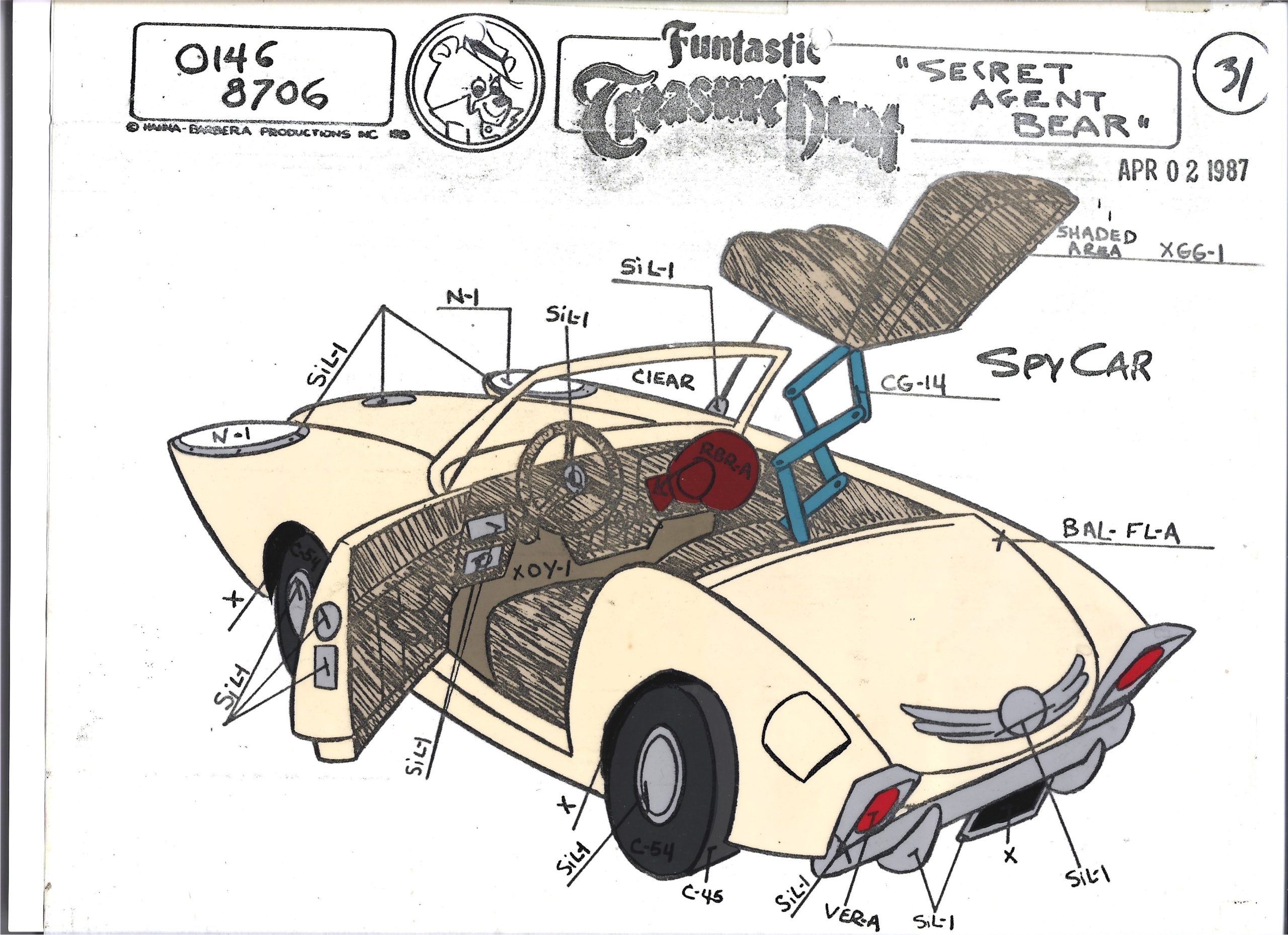 Folia animacyjna z kreskówki Hanna-Barbera – MIŚ YOGI – SPY CAR - samochód szpiegowski (31)