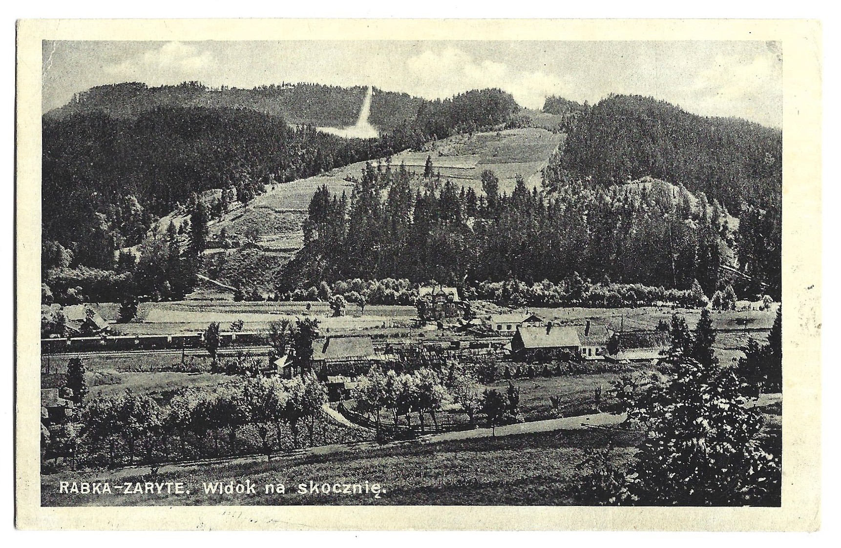 Pocztówka - RABKA-ZARYTE. Widok na skocznię, 1937 r.